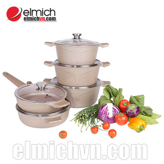 Bộ nồi chảo Elmich Vitaplus perla