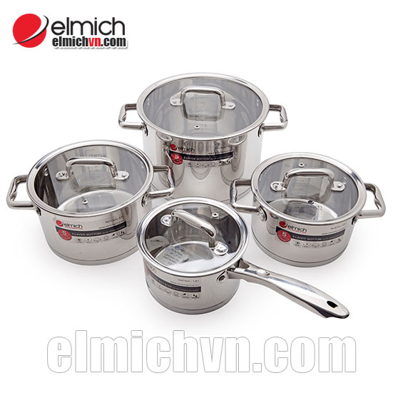 Bộ nồi Elmich 5 đáy 4 chiếc inox 304